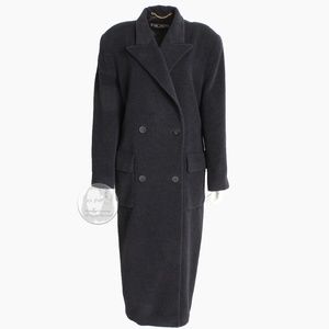 Escada Coat Double Breasted Charcoal 100% Pure New Wool Trench Style Vintage